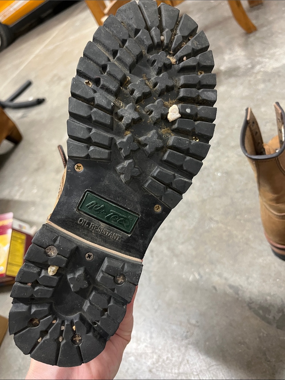 Steel toe tan Leather Lace-Up Work Boots - Picture 4 of 8